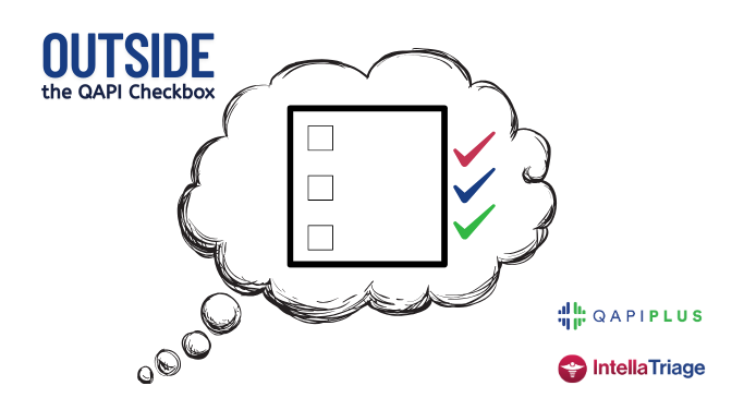 A thinking cloud contains a box with three checkboxes but the three check marks are well outside the intended boxes